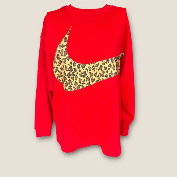 Red and Cheetah Nike Sweatshirt - Picture 1 of 10